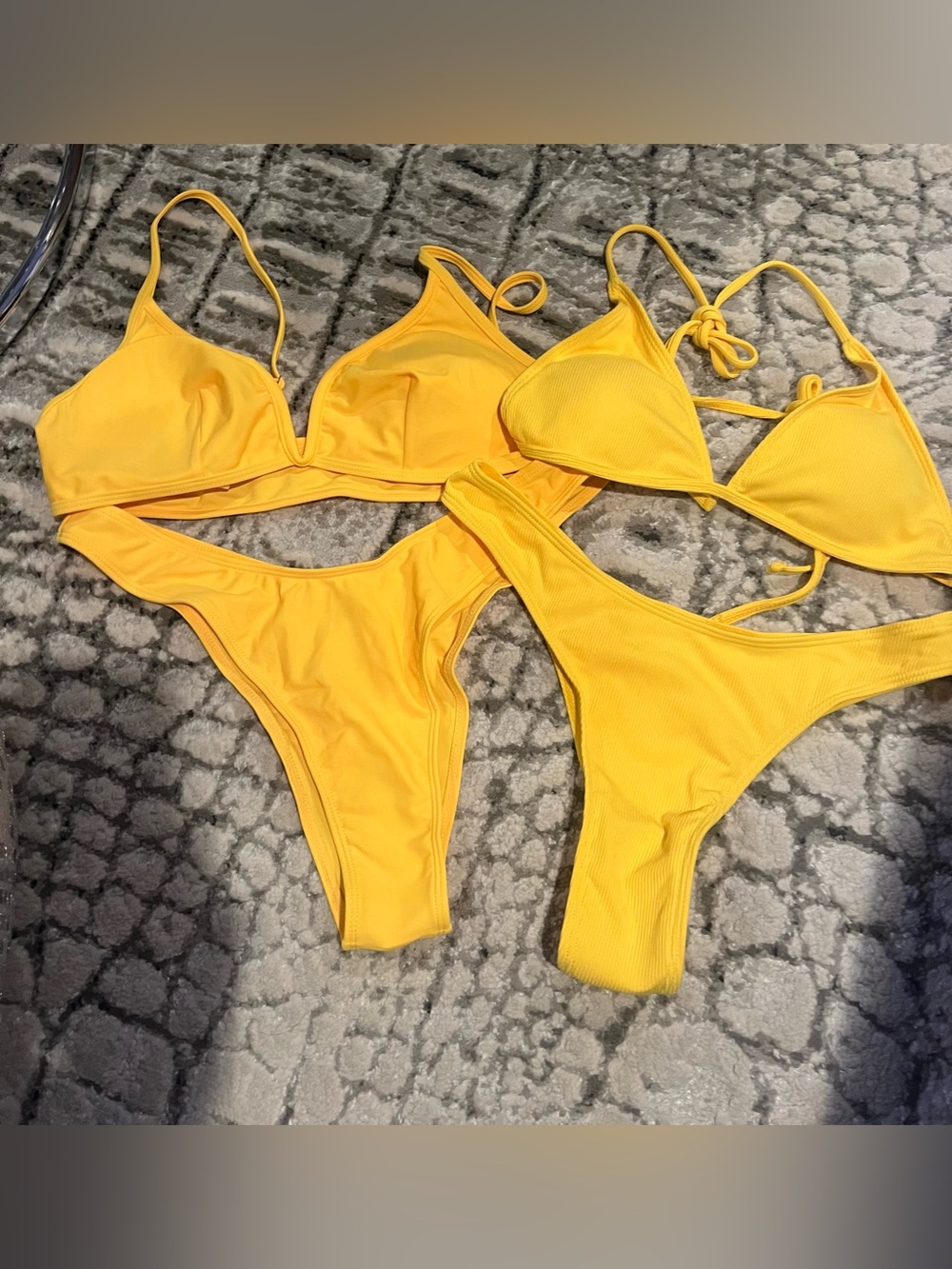 Yellow Triangle Two Piece Swimsuit sets